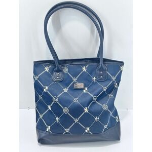 Tommy Hilfiger Navy Blue All Over Logo Tote Bag Women's